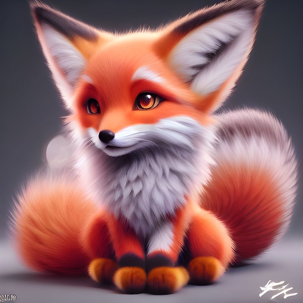 Chibi Fox Spirit Portrait in Semi-Realism