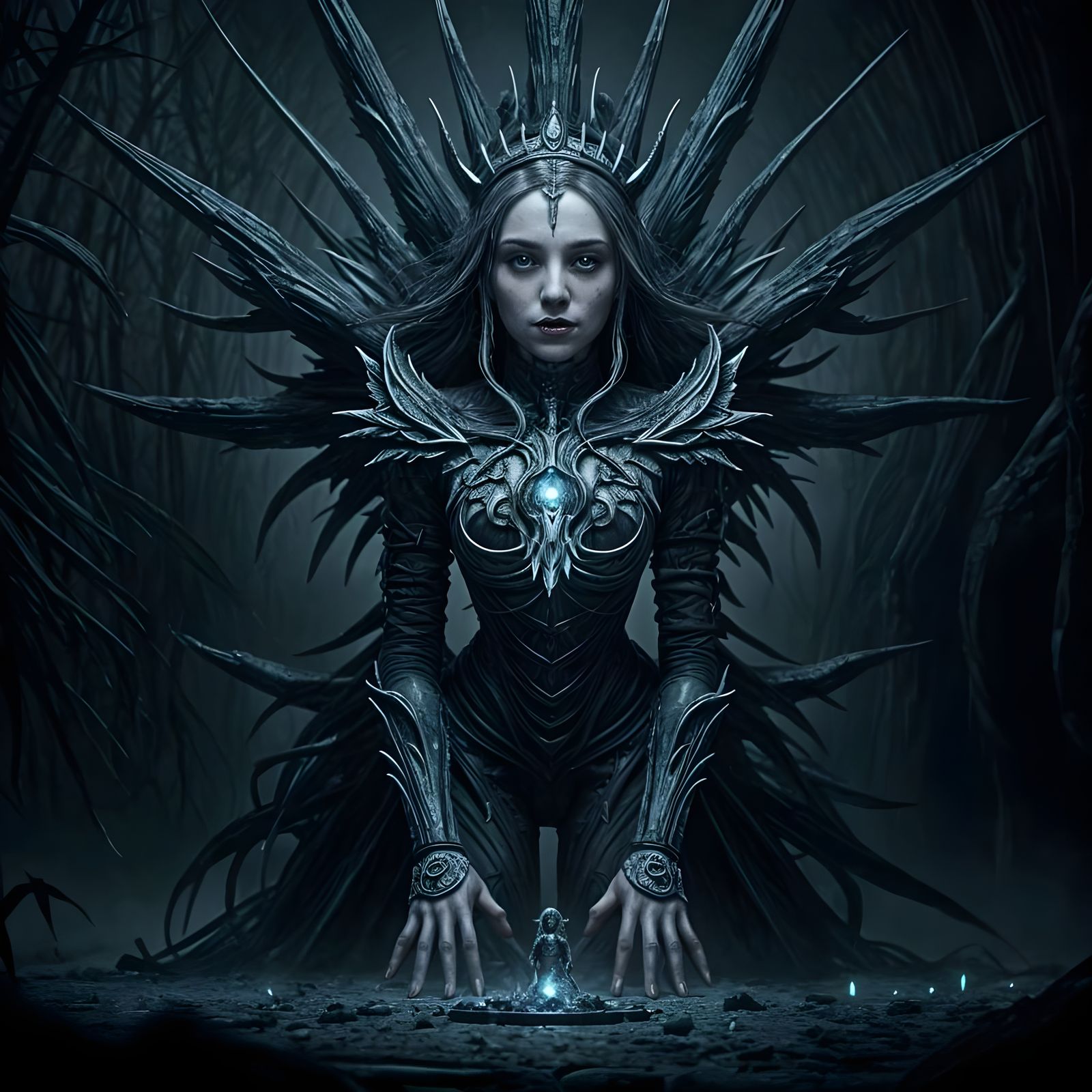 Dark Fantasy Queen in Gothic Futurism