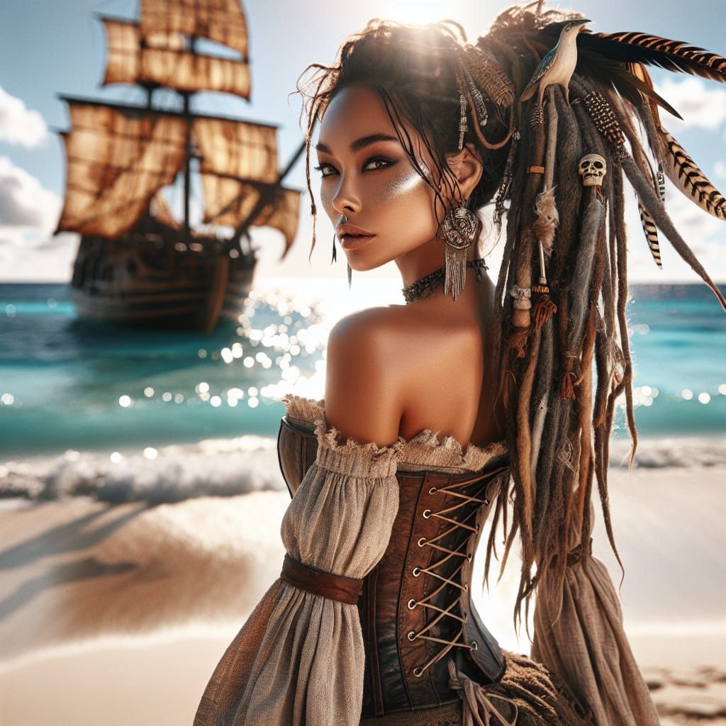 Island Pirate Queen on Tropical Beach