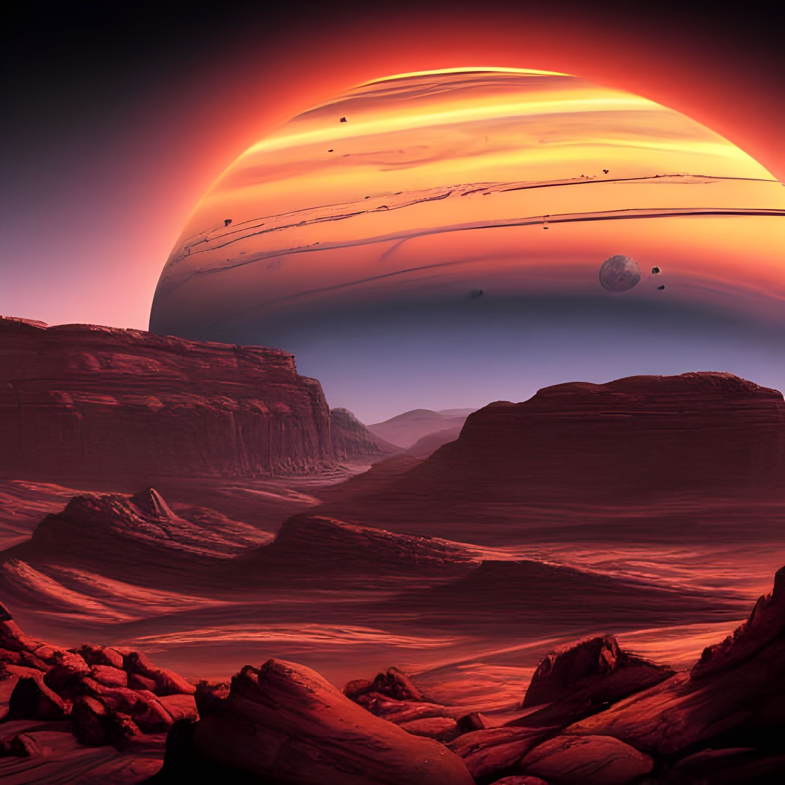 Martian Landscape with Astronauts, Digital Art