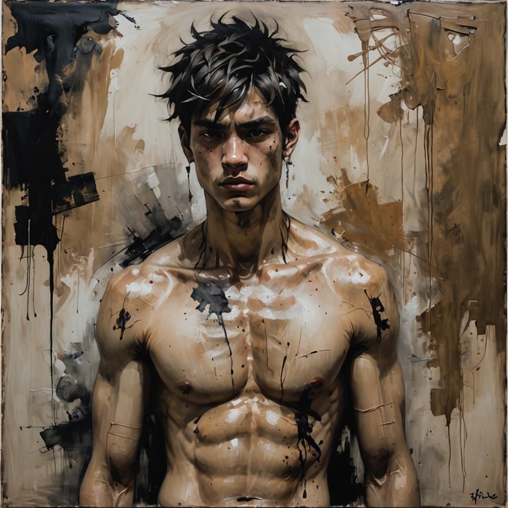 Pensive Young Man Portrait in Gothic Style