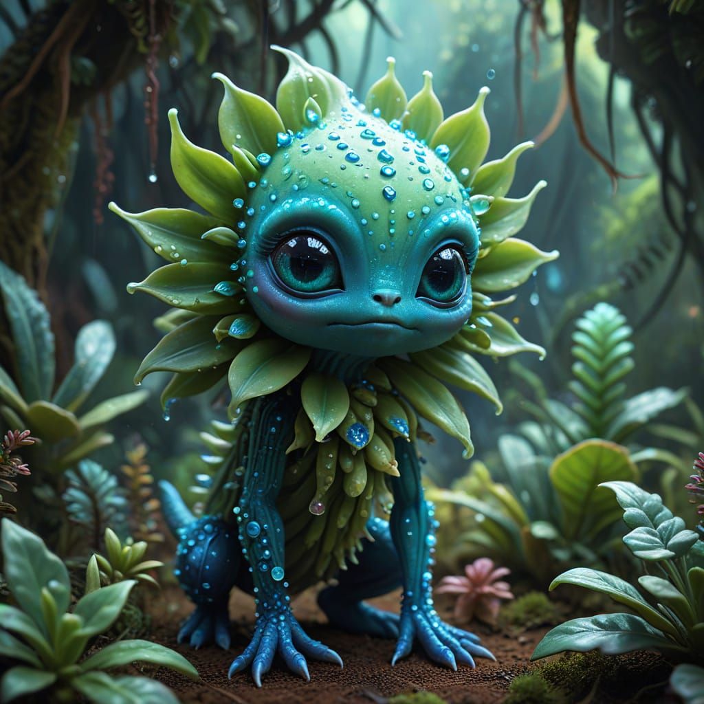 Cute Carnivorous Succulent Discussing Biology in Digital Pai...