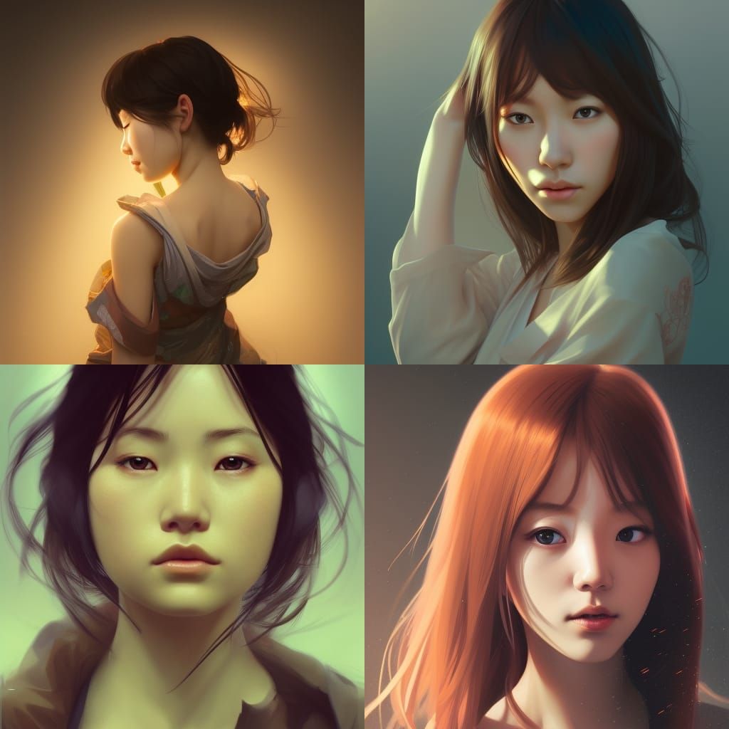 Detailed Portrait of Japanese Girl in Artstation Style