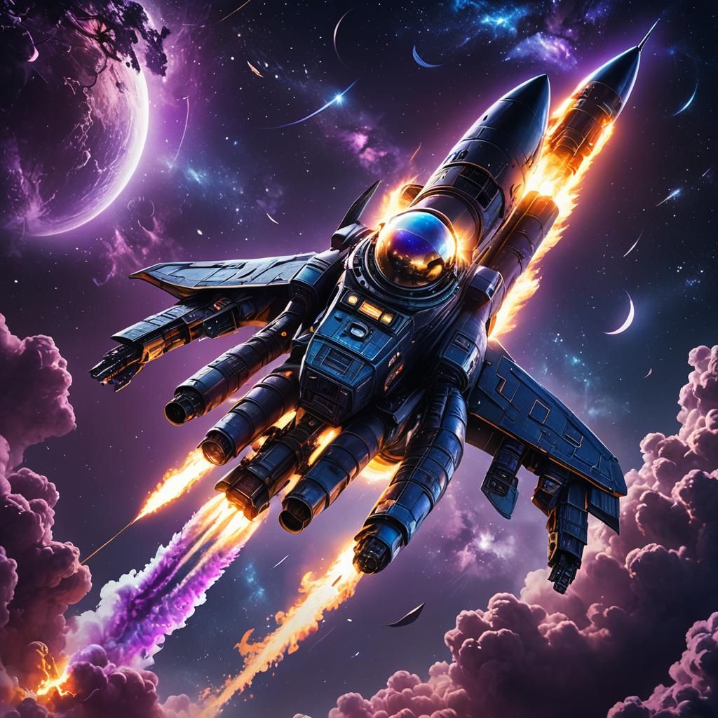 Giant Spaceship Launch in Sci-Fi Concept Art