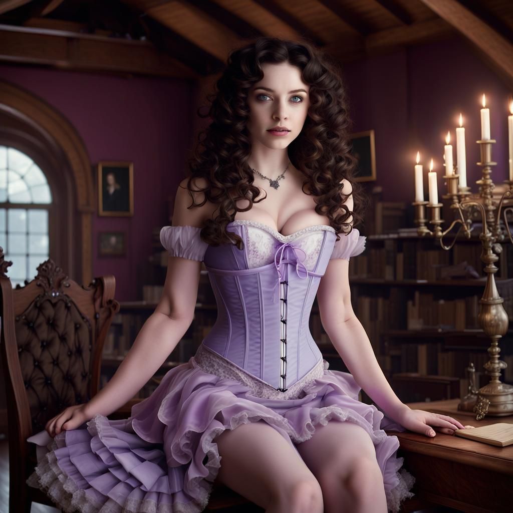 Young Witch Casting Spells in Victorian Attic