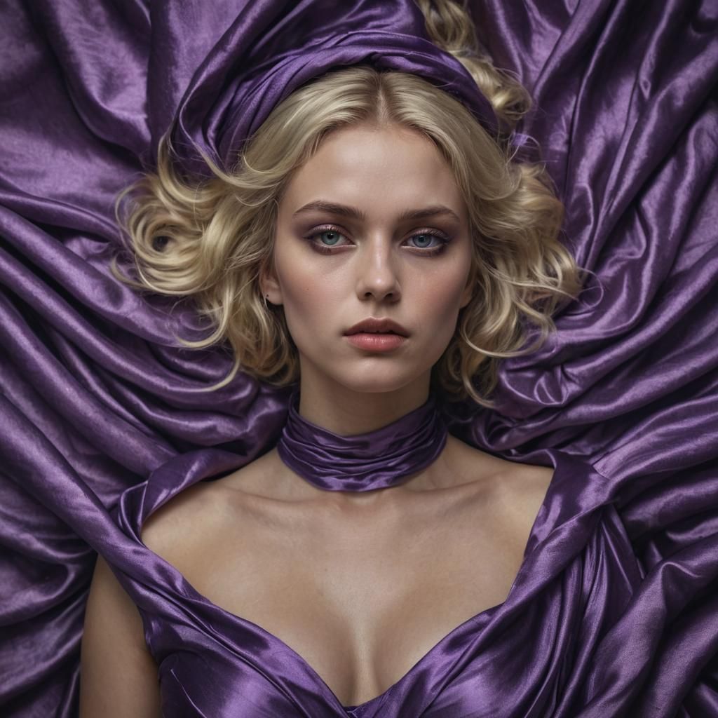 Ethereal Gothic Beauty Enveloped in Luxurious Silk