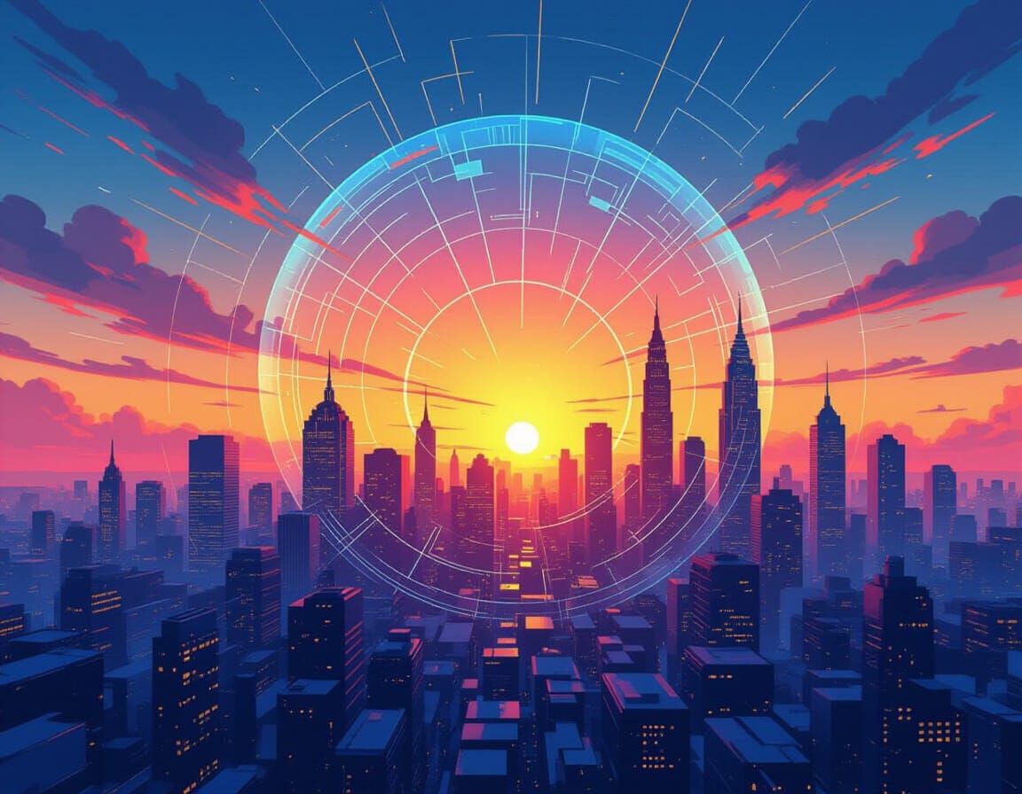 Glitchcore Sunset: Equations and Bubble Arcology in Synthwav...