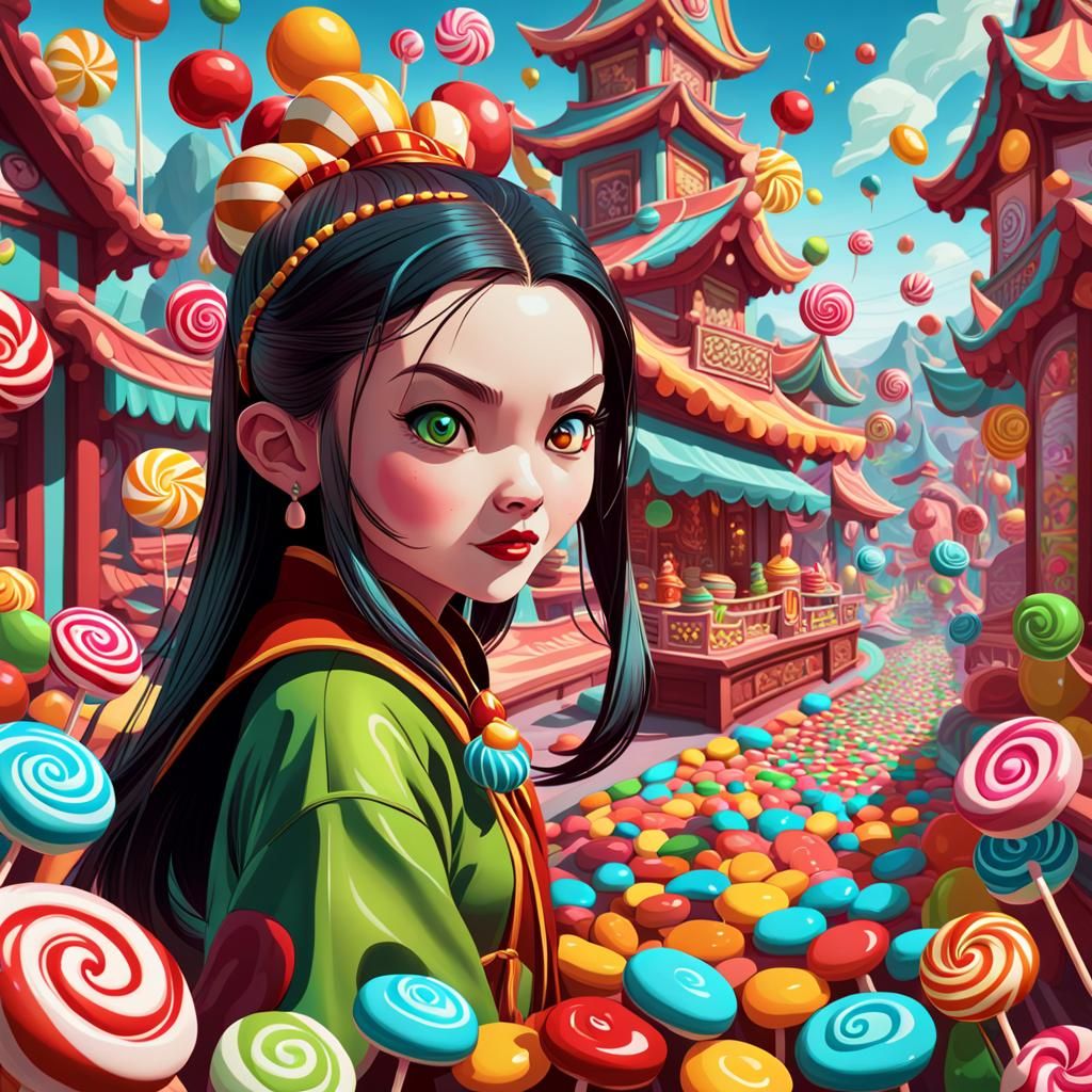 Azula in Whimsical Candy Art Style