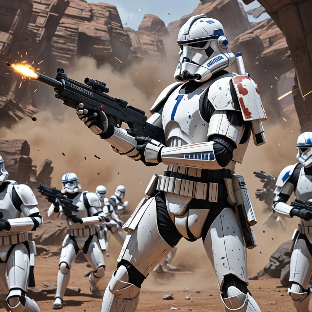 Clone Trooper Under Fire: 3D Anime Art