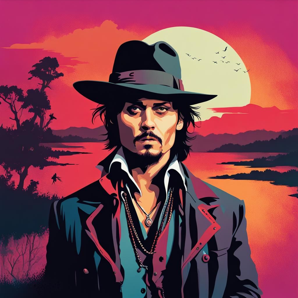 Johnny Depp Portrait in Digital Airbrush Style
