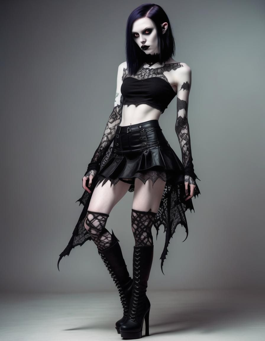 Goth Woman with Macabre Beast Companion