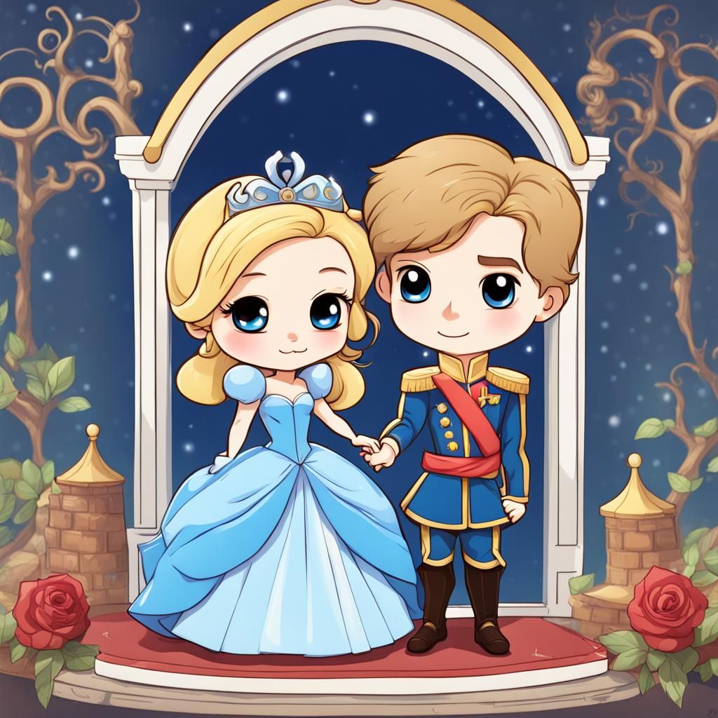 Charming Chibi Cinderella and Prince