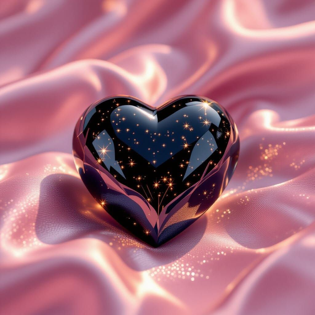 Crystallized Heart with Light on Velvet in Sacred Artifact S...
