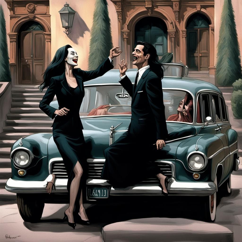 Morticia and Gomez's Joyful Dance: Tim Burton Style