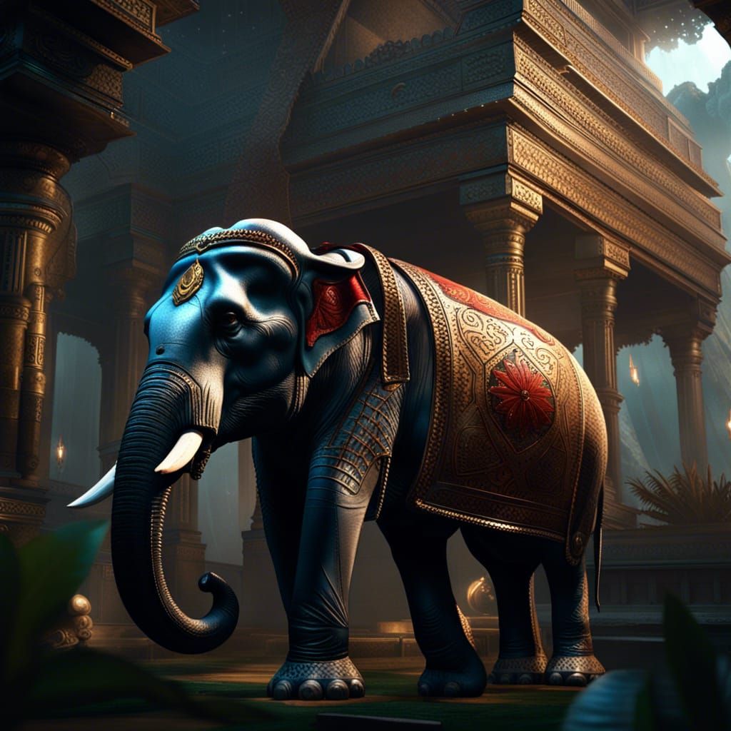 Indian Elephants in Dark Fantasy Style