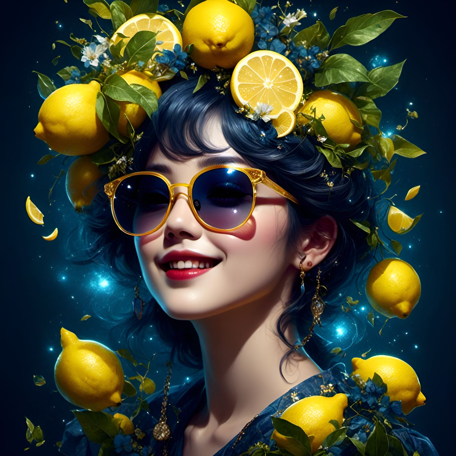 Happy Lemon Portrait in Animation Style