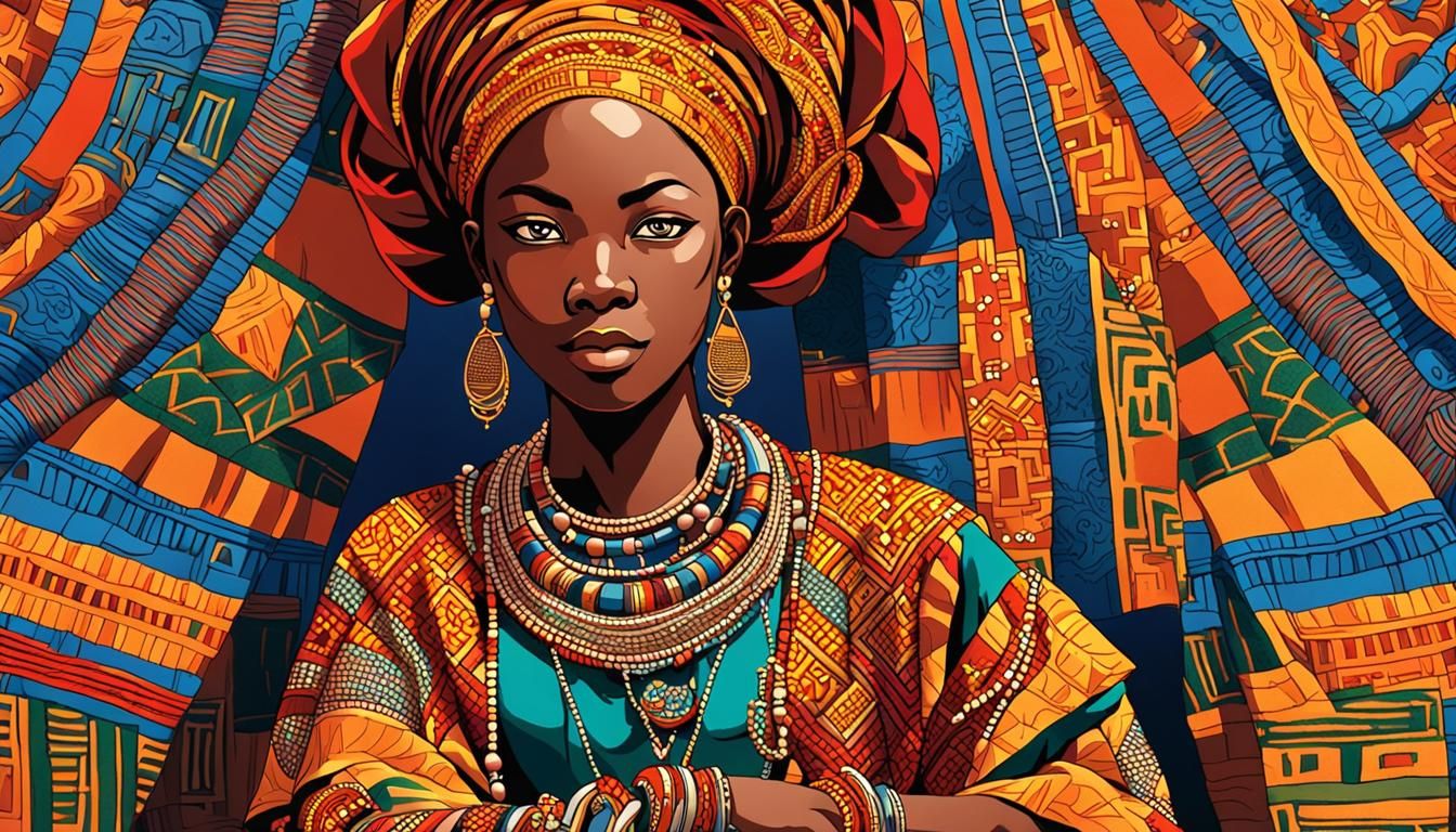 Anime-Style Benin Woman in Traditional Attire