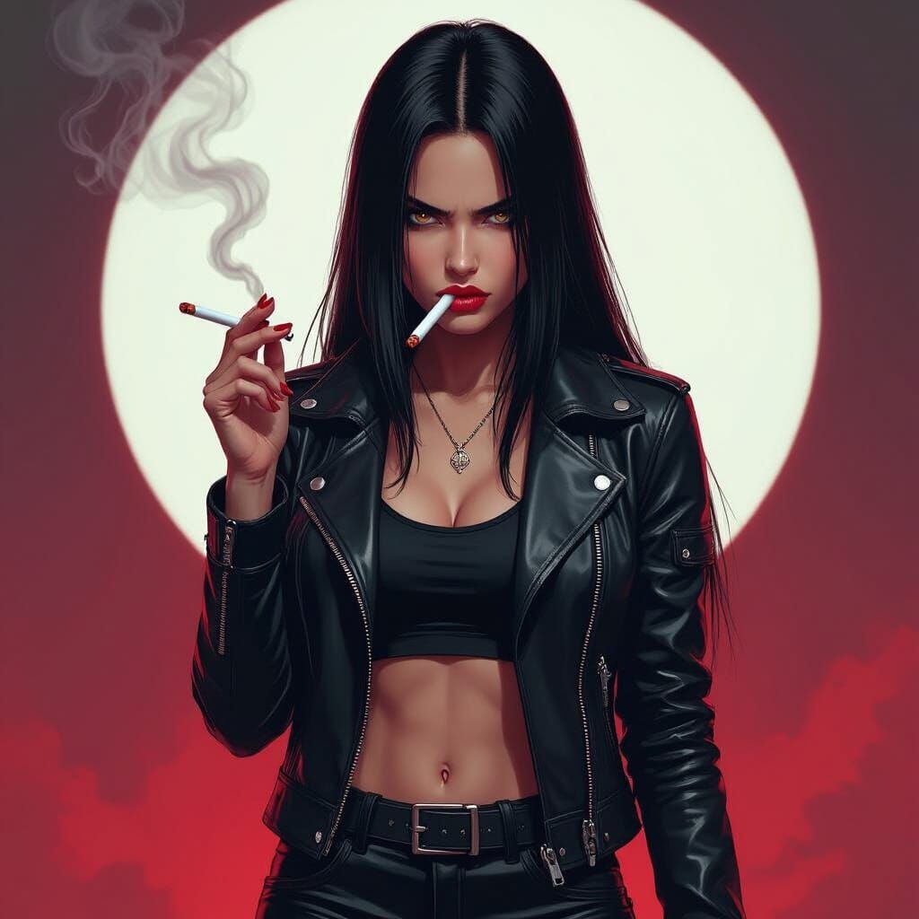 Furious Martial Arts Girl with Neon Accents