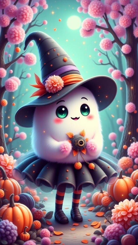 Dreamy Halloween Marshmallow Landscape in Pastel Colors