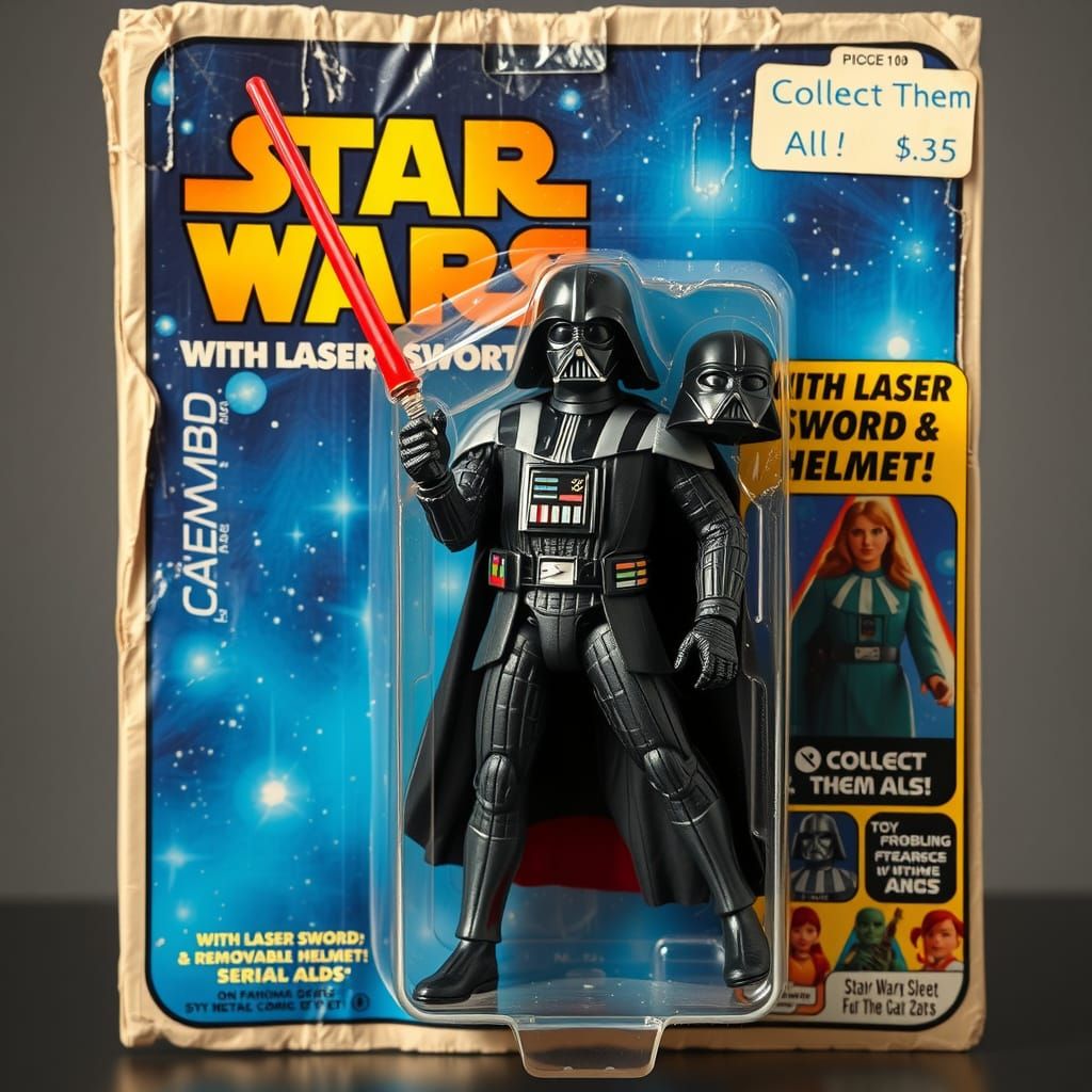 Retro-Futuristic Action Figure Box in Vibrant Starry Blue Ga...