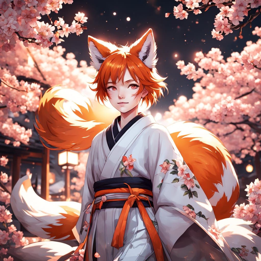 Japanese-Inspired Anime Goddess in Cherry Blossoms