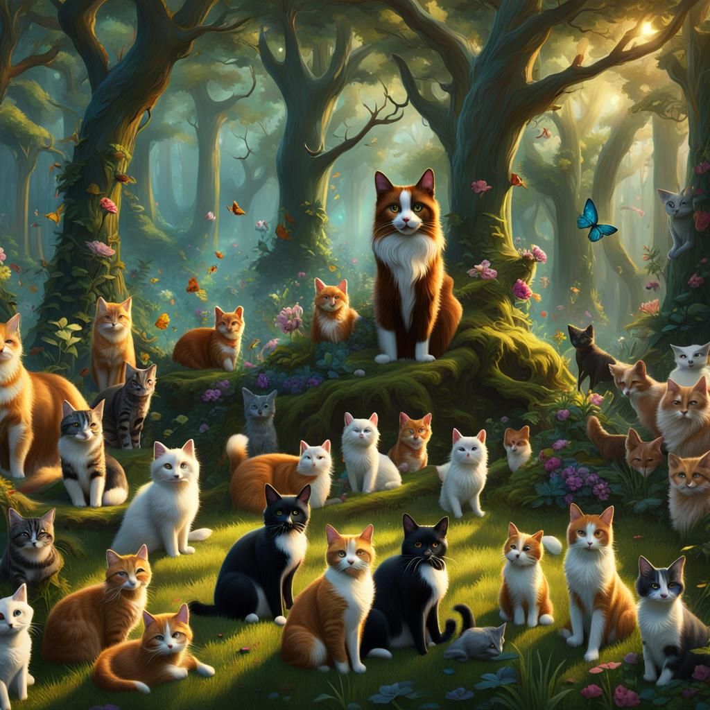 A wood full of cats
