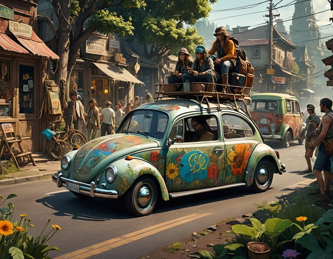 Hippies Driving a VW Bug: Fantasycore Masterpiece