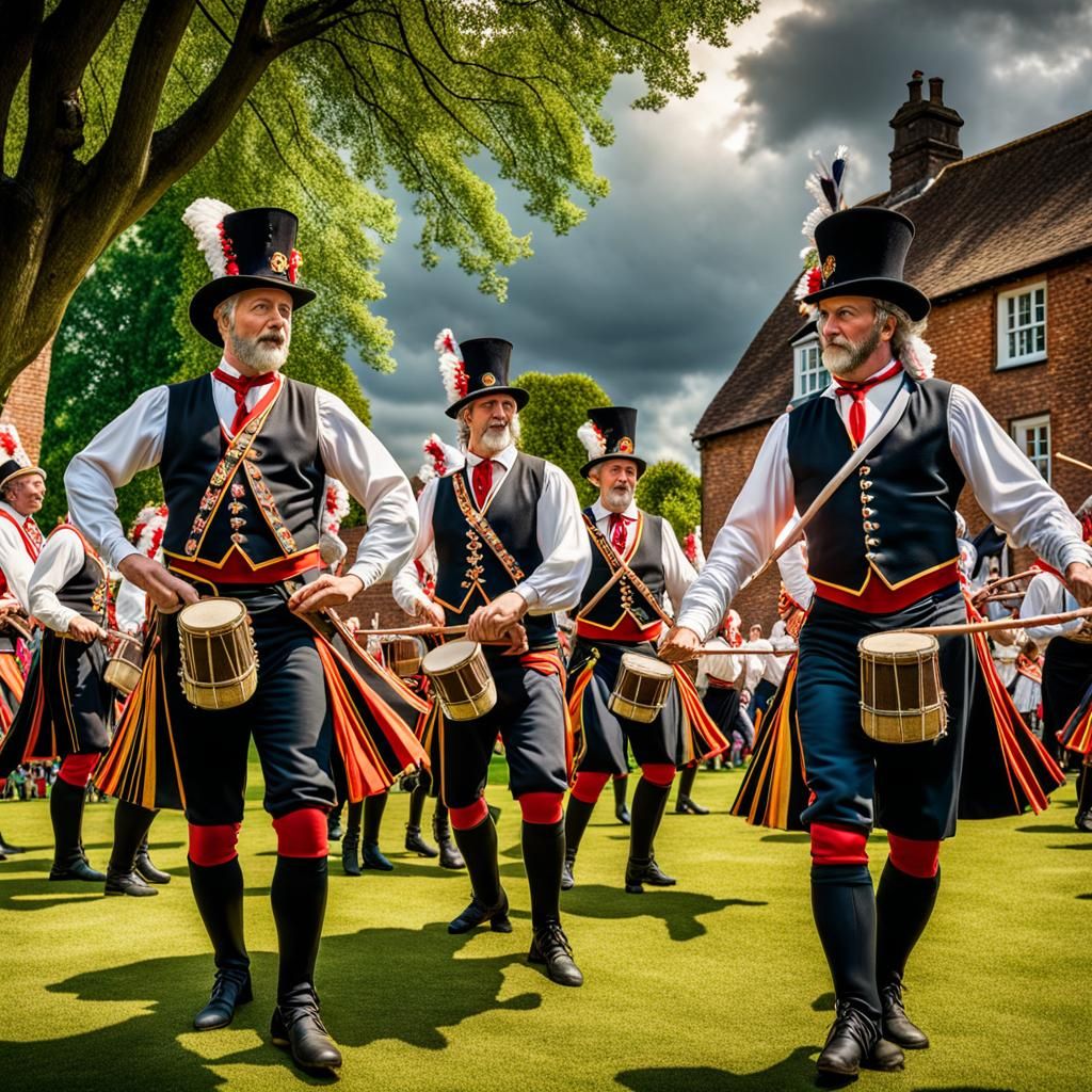 Morris Dancers on the Green in Detailed 3D