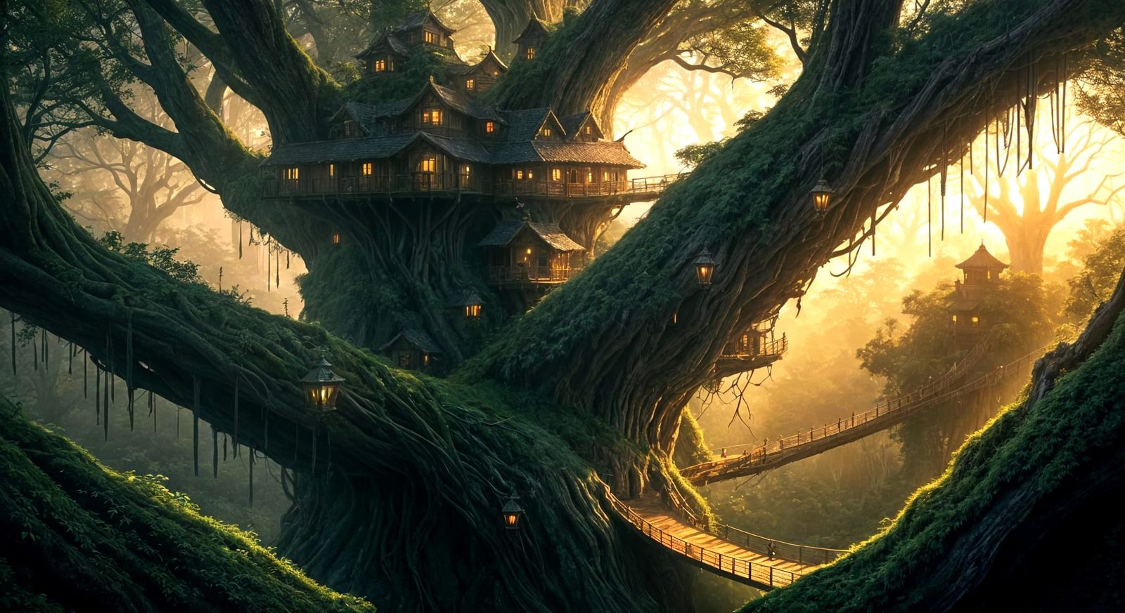 Fantasy Tree Metropolis in Ethereal Light