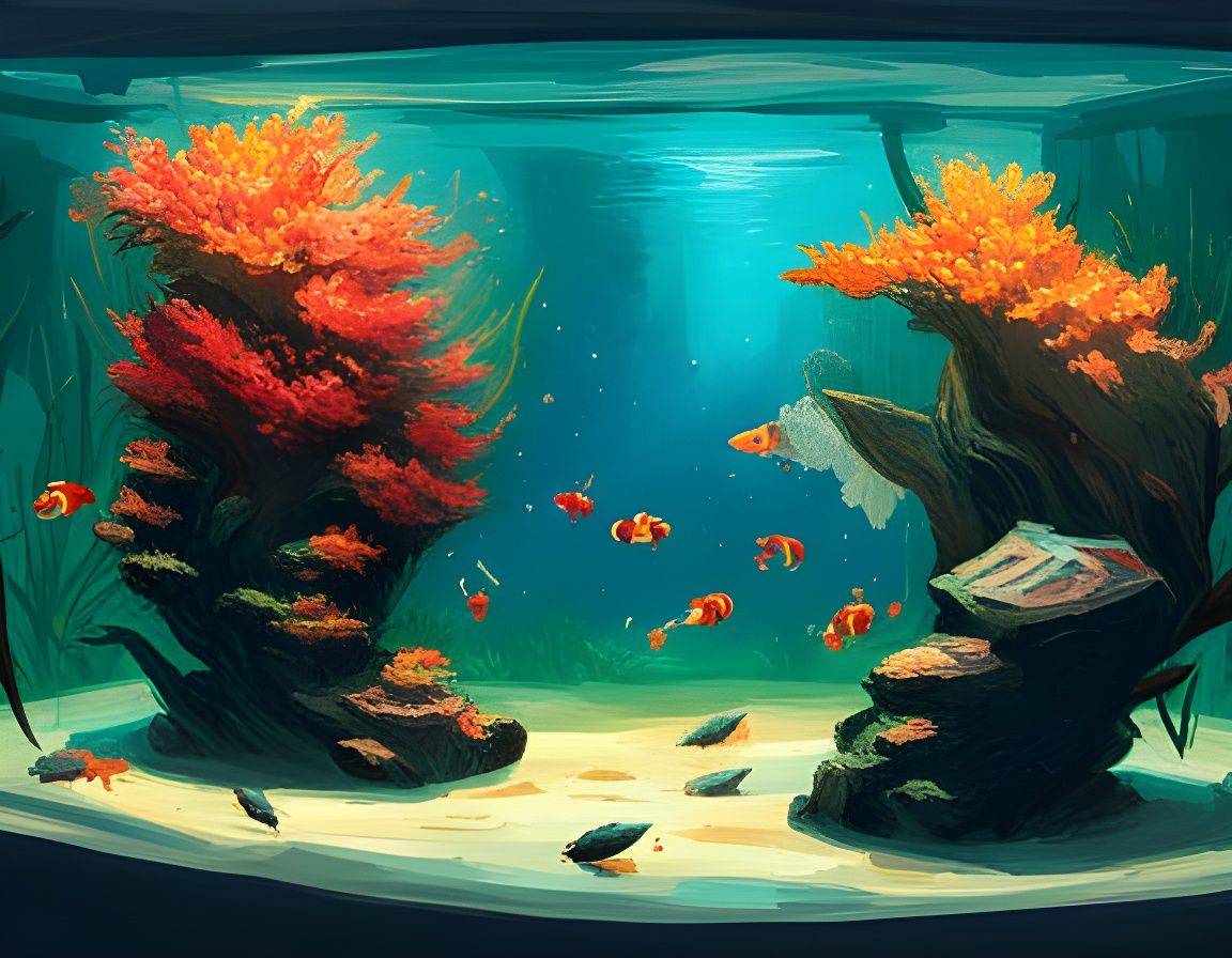 Aquarium Fish in Detailed Japanese Art Style