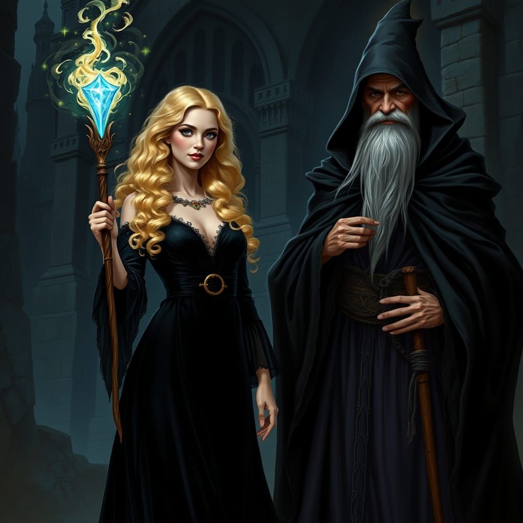 Enchanted Sorceress in Dark Castle Ambiance