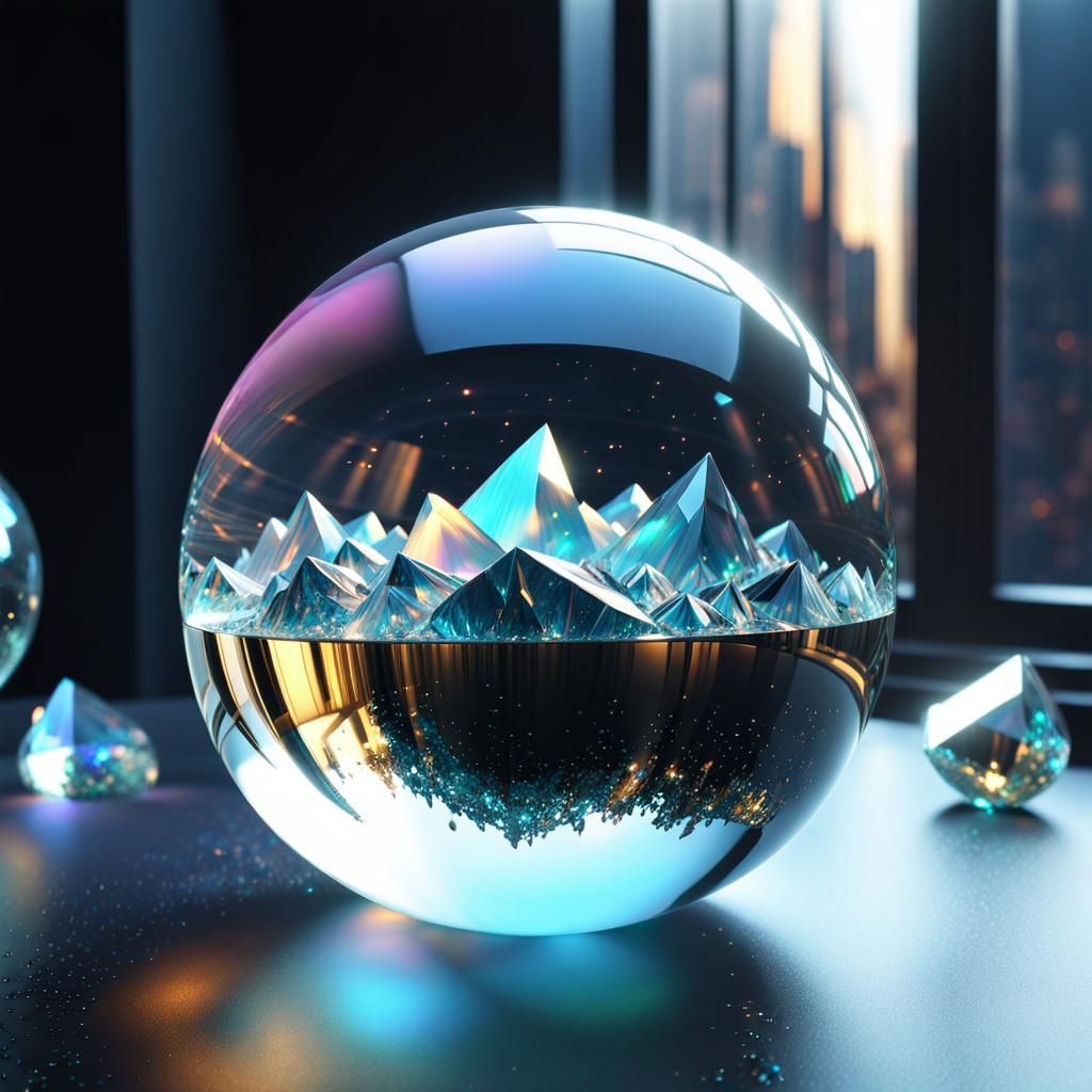 Shattered Crystal Ball Reveals Fantasy Scene