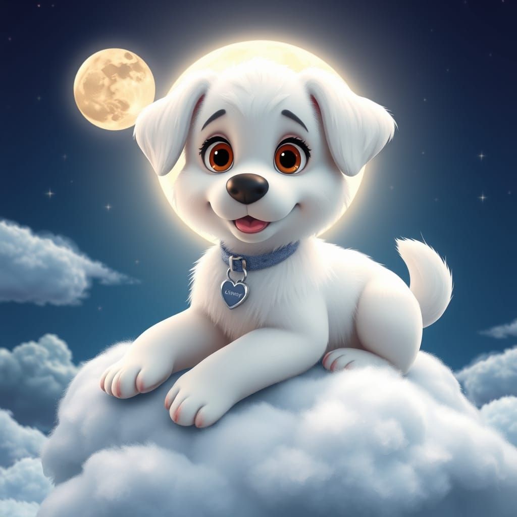 Disney-Style Cartoon Puppy Dreams of Adventure