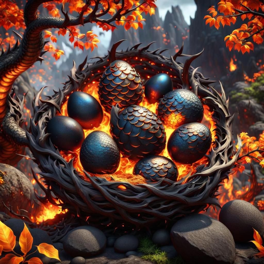 Spectacular Dragon Nest with Lava and Scaled Eggs