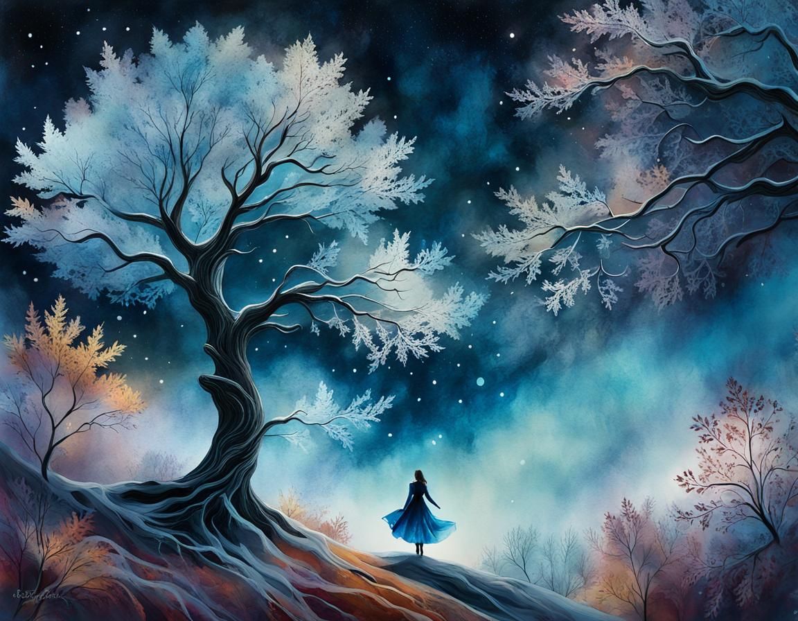 Whispers of Autumn's Last Ember in Frosty Twilight