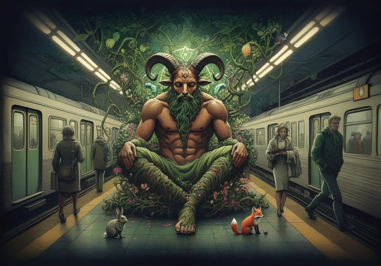 The Horned God Amidst Urban Bloom