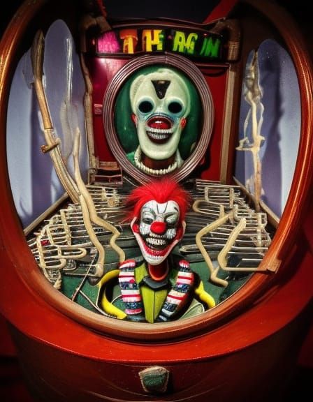 Macabre Machine with Devils in Candy Art Style