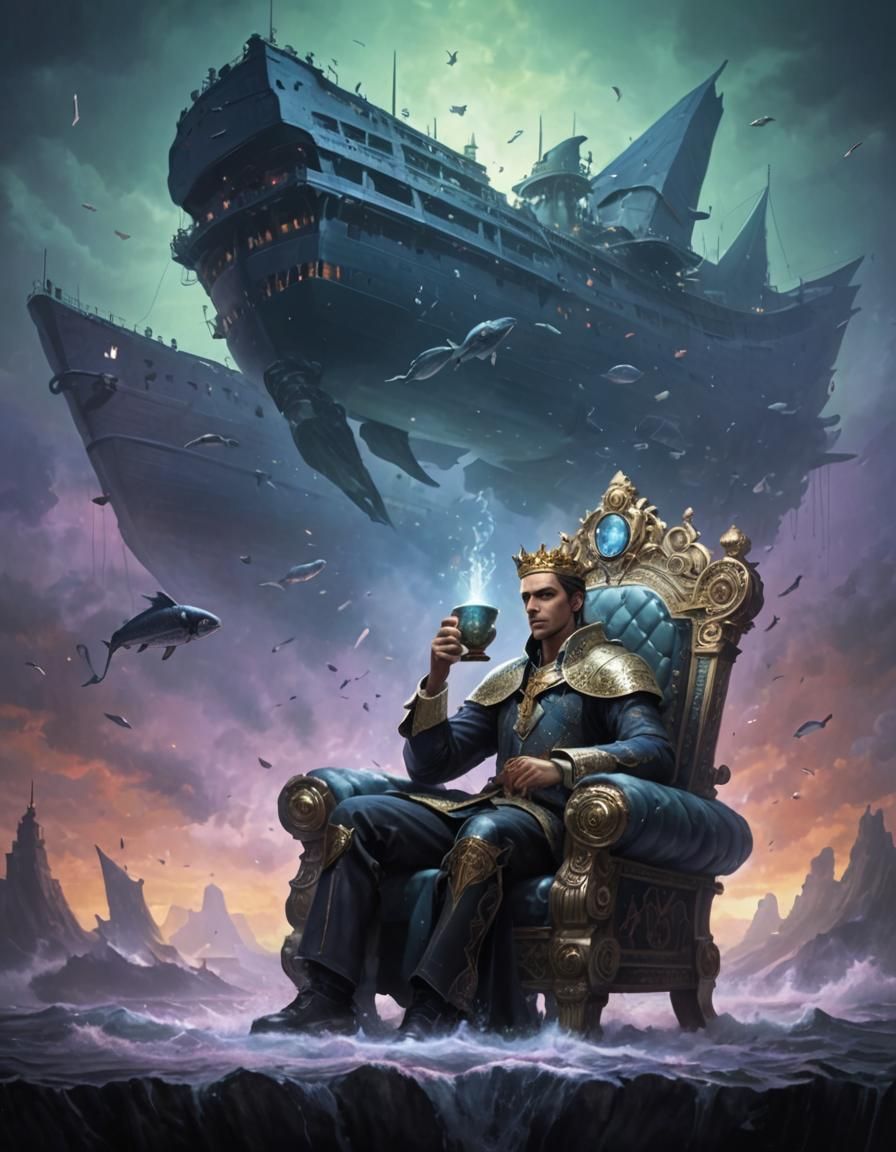 Young King with Fish Amulet in Surreal Style