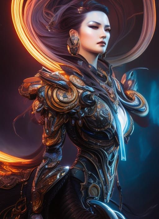 Iridescent Lady of the Night in Splash Art Style