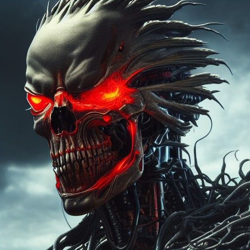 Hyperrealistic Spawn Terminator GhostRider Portrait in 3D