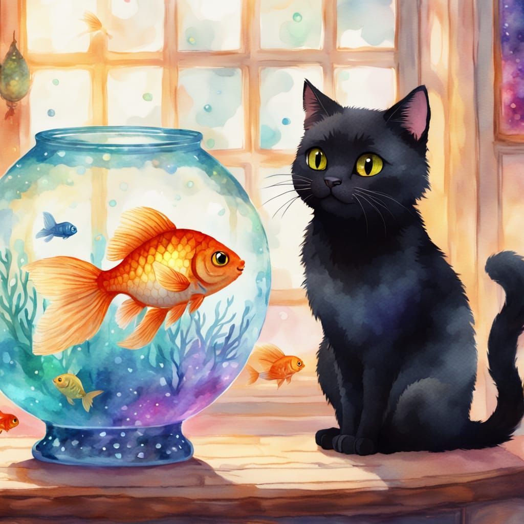 A Cat Gazes at a Goldfish, Disney Animation