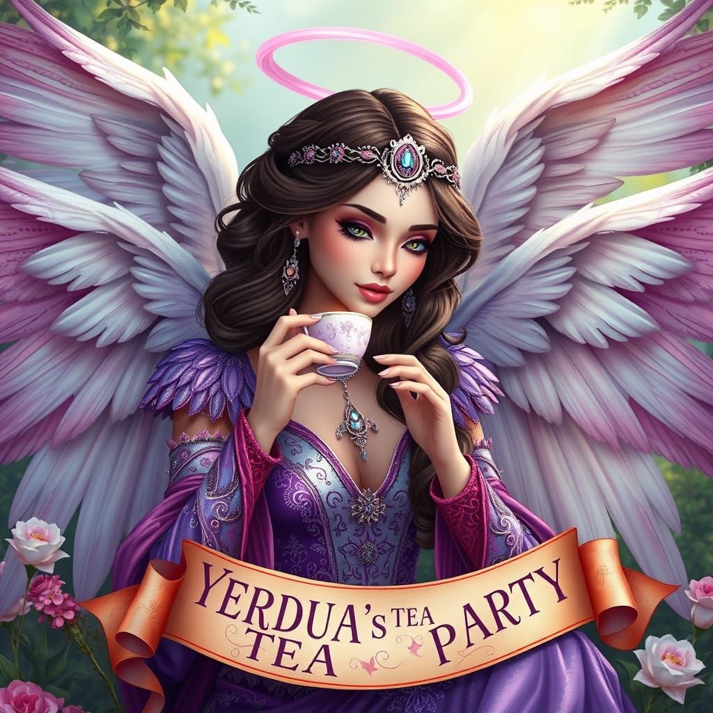 Inanna's Ethereal Tea Party: Digital Art