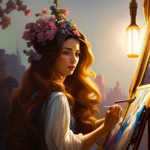 Artist at Easel: Hyperdetailed Fantasy Illustration