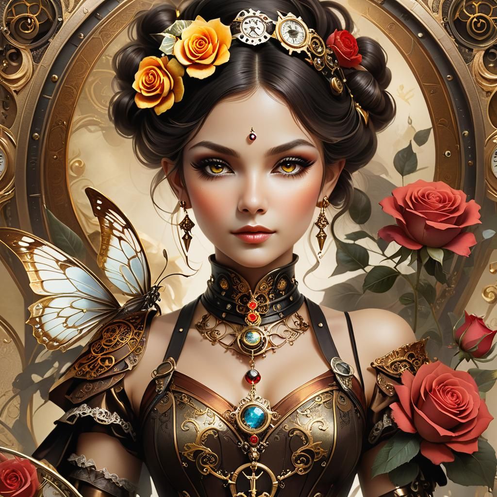 Steampunk Fairy Portrait with Victorian Elements