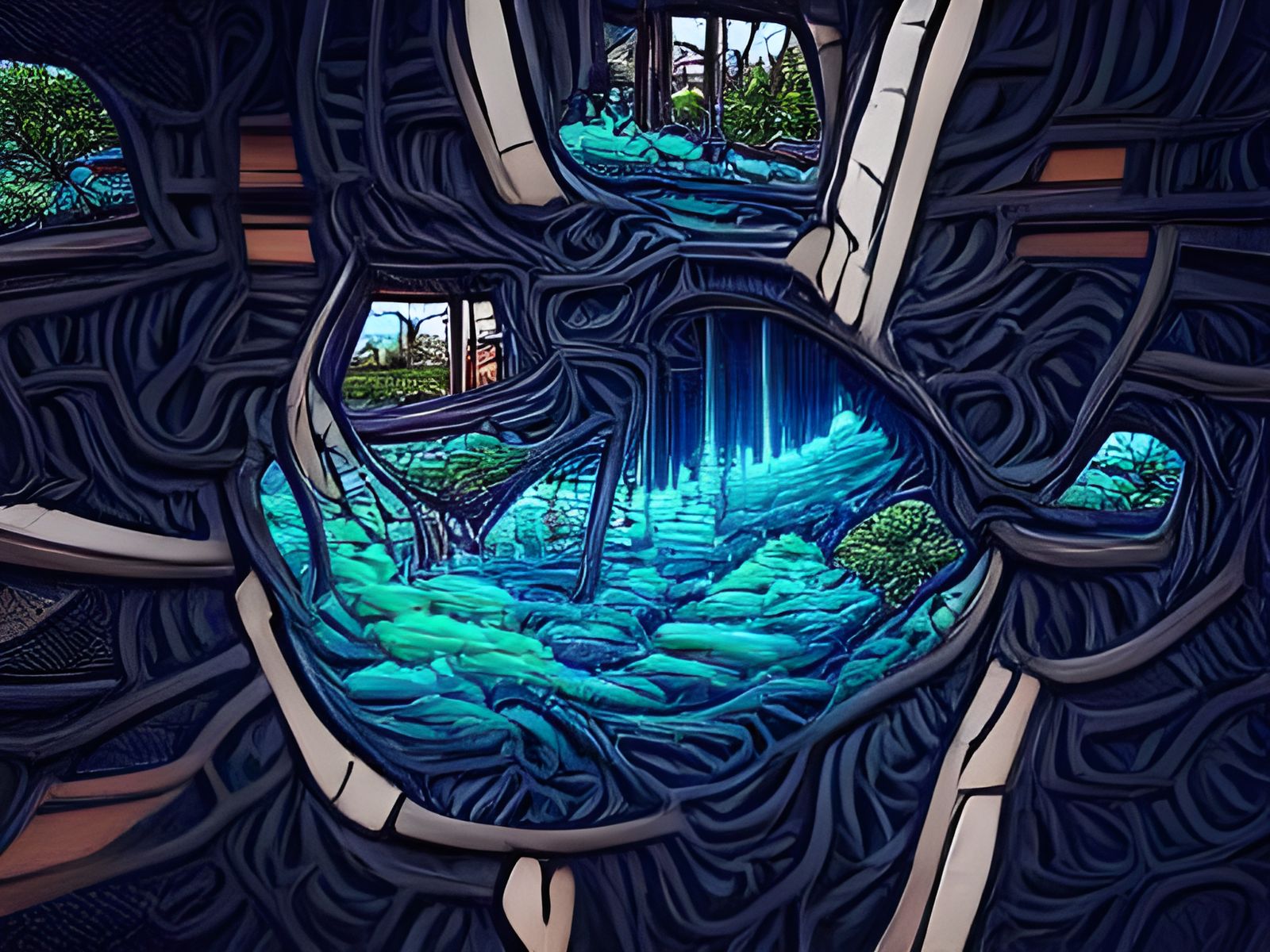 Psychedelic Mangrove Forest Portal Art
