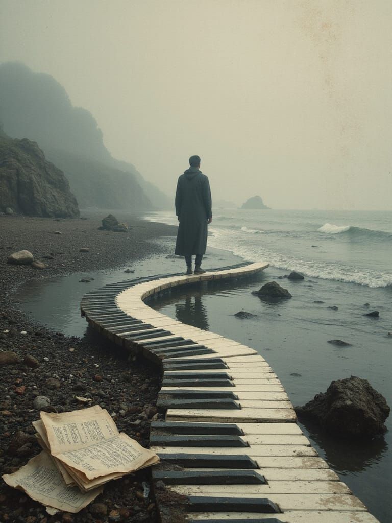 Surreal Coastal Dreamscape in Oil on Canvas