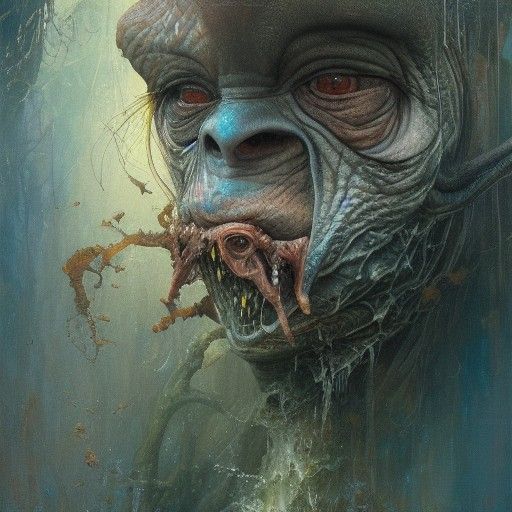 Fish Gollum Hybrid in Oil Painting Style