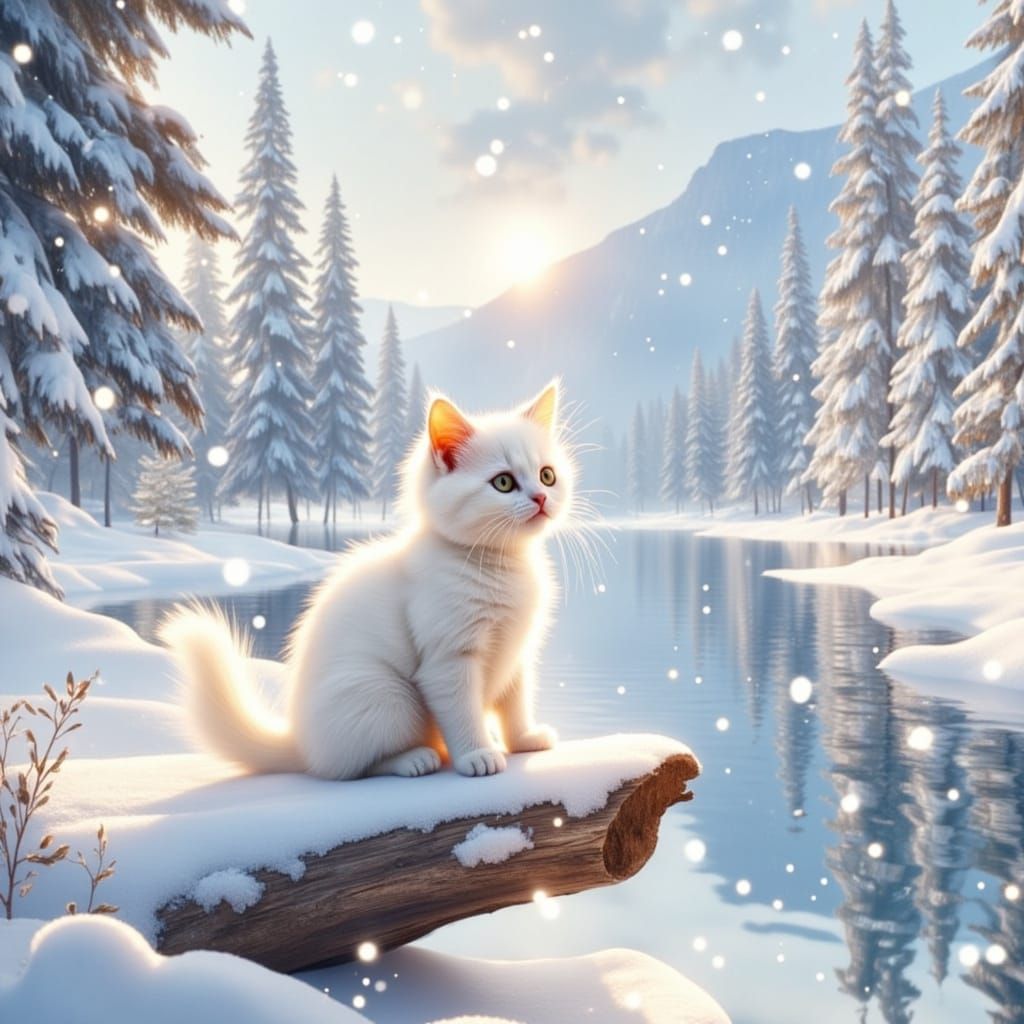 Cozy Kittens in Snowy Dreamscape