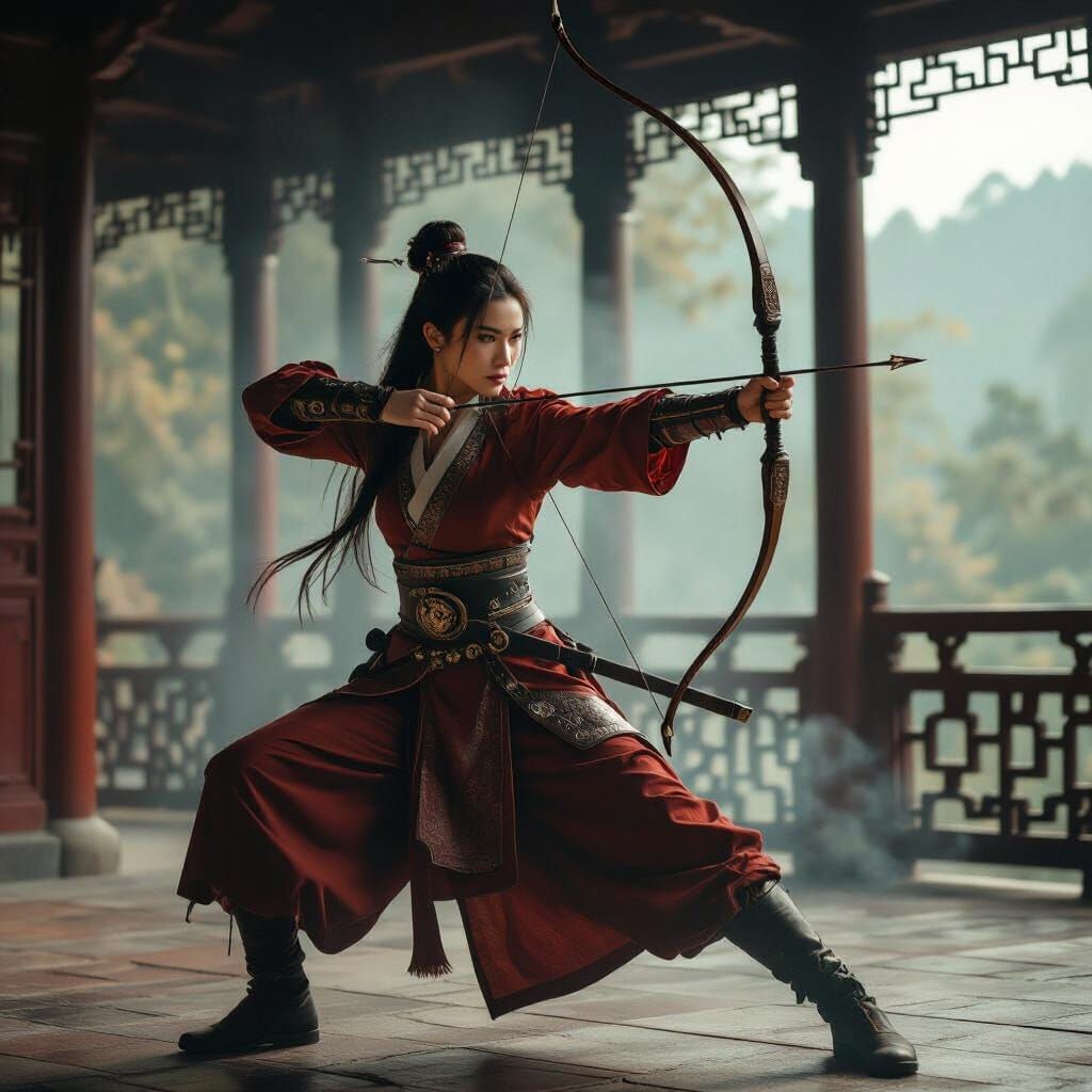 Cinematic Chinese Warrior in Agile Stance