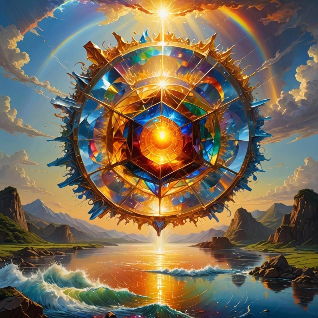 Surreal Sun Destroys River with Dodecahedron Portal